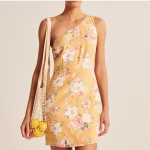 One-Shoulder Floral Sundress in Mustard Yellow